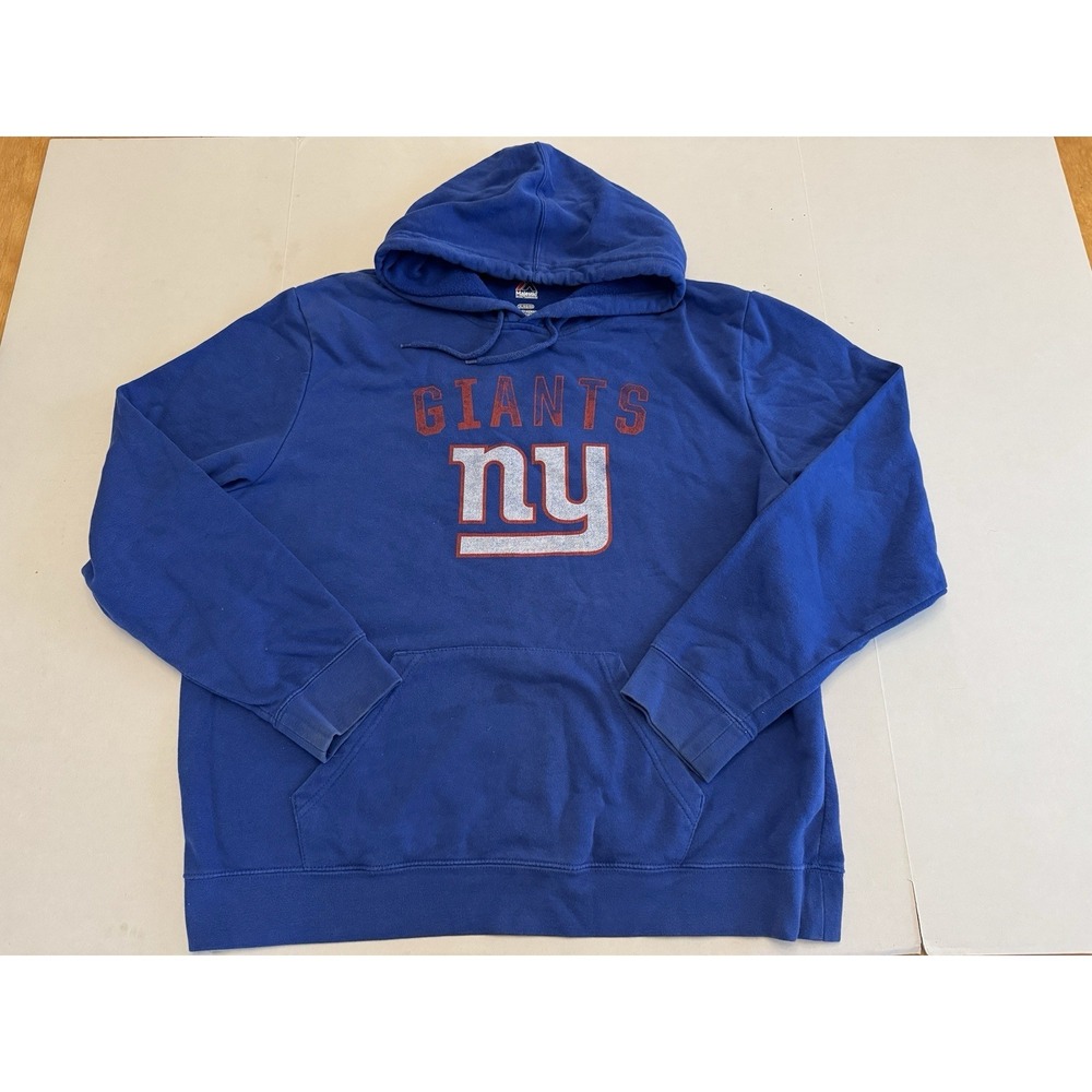 Majestic New York Giants Men's XL Royal Blue Pullover Hoodie Sweatshirt